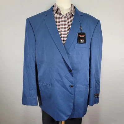 Linea Uomo Men's Sport Coat Blazer Two Button Cotton Polyester Blue 54R - Image 1 of 4