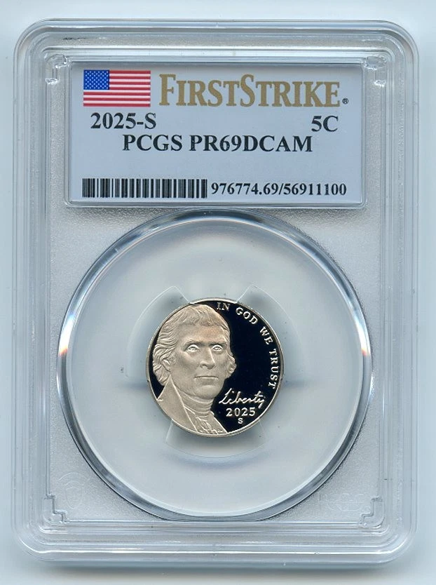 2025 S 5C Jefferson Nickel PCGS PR69DCAM First Strike - Image 1 of 1