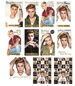 Offizielle süße Justin Bieber Pop Geburtstagskarten ~ Alter ~ Beziehungen ~ Geschenkverpackung ~ KOSTENLOSE LIEFERUNG - Bild 1 von 15
