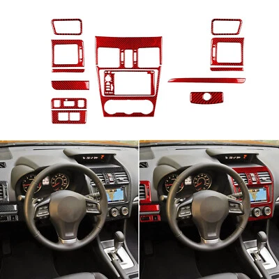 Kits de tablero de consola central de fibra de carbono roja para Impreza XV Crosstrek 2012-14 Foto 1 de 4