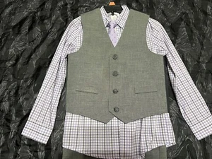 Van Heusen Boys 4 Piece Suit Set Purple, Gray Size 7 - Picture 1 of 4