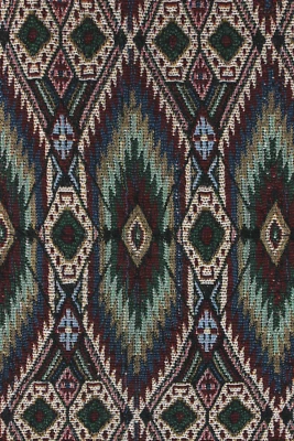 180x44" Kilim? Textured Tribal Green Red Blue Cream Upholstery Fabric - Image 1 of 3