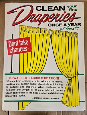 Placa publicitária vintage de loja de roupas de limpeza a seco década de 1960 moda para casa - Imagem 1 de 4