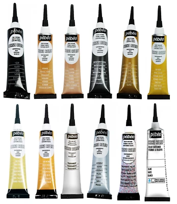 Pebeo Cerne Relief 3D Outliner Paste 20ml Tube For Vitrail Glass Paint Metallic - Image 1 of 4