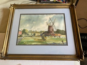 Framed original watercolor Cley Windmill Norfolk England Douglas Ettridge 1968 - Picture 1 of 7