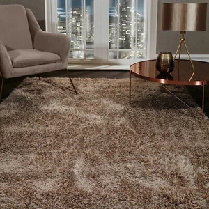 5.5cm Beige Mink Large SHAGGY Floor RUG Soft SPARKLE Shimmer Glitter Thick Pile - Picture 1 of 7