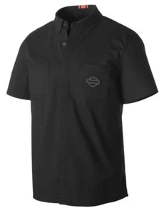 CAMISA TEJIDA HARLEY-DAVIDSON® PARA HOMBRE PEQUEÑA POPELINA ELÁSTICA CORTE AJUSTADO NEGRA 99151-19VM - Imagen 1 de 5