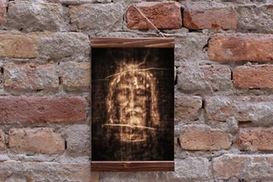 Shroud of Turin Face of Jesus The Holy Linen Wood Framed Canvas Print Wall Decor - Picture 1 of 10