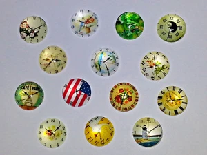 20 Stk. Gemischte Uhren 12 mm Glas Cabochons Kuppel Flatback halbrund zum Selbermachen NEU  - Bild 1 von 3