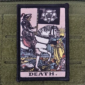 Parche de la Muerte Cartas del Tarot Moral Táctico Militar Ejército EE. UU. Bandera Gancho y Lazo - Imagen 1 de 4