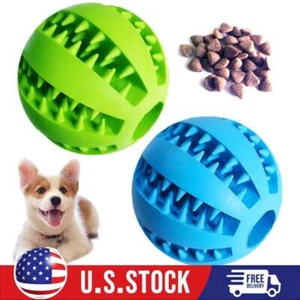 2Pack 2.8" Pet Dog Puppy Teething Durable Treat Clean Chew Toy Rubber Ball Toy - Picture 1 of 7