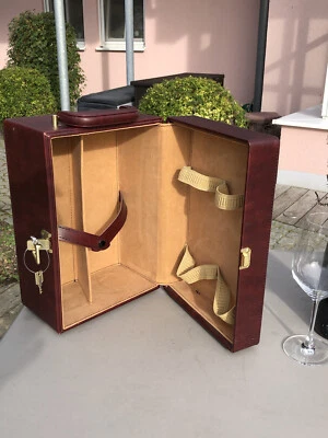 2 Stück Weinkoffer Weingeschenk für 2 Weinflaschen und Gläser in Lederoptik - Bild 1 von 3