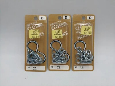 Closed S Hooks, 7/8 Zinc Plated Midwest Fastener 24351, Lot of 30, New Unopened  - Image 1 of 2