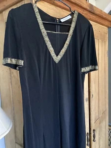 VESTIDO DE NOCHE STIZZOLi ITALIA PEQUEÑO NEGRO CUELLO EN V talla 4-6 elástico cómodo cremalleras - Imagen 1 de 7