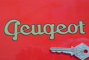 PEUGEOT Antiguo Script Texto Logo Coche Pegatinas 5" Par Race Rally 402 190 De Colección - Imagen 1 de 1