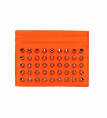 Christian Louboutin M KIOS Orange/Argent Calf Desert Spikes Card Holder Wallet - Image 1 of 4