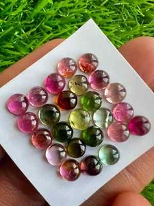 5MM Natural Multi Tourmaline Round Cabochons Loose Gemstone 25Pcs Lot #N41 - Picture 1 of 5