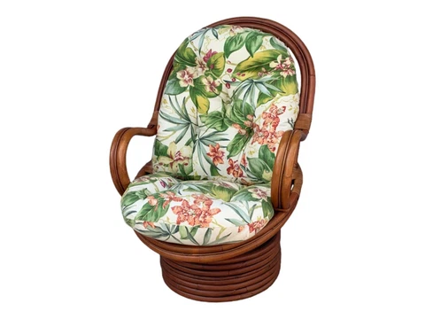 Mid Century Egg Bamboo Rattan Swivel Armchair Cover