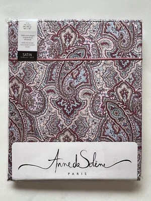 "Sábana plana Anne De Solene King PAISLEY ROSE 100 % algodón satén 300 TC 106""x116""" Foto 1 de 4