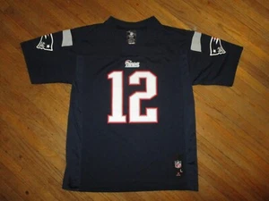 MAGLIA TOM BRADY 12 NEW ENGLAND PATRIOTS CALCIO NFL YOUTH LARGE 14-16 - Foto 1 di 2