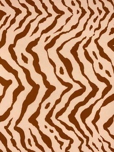 2.7M Ivory Brown Abstract Tiger Stripe Print Crepe de Chine Dressmaking Fabric - Picture 1 of 3