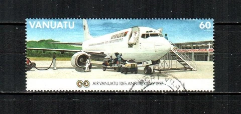VANUATU Scott's 704 ( 1v ) Loading Cargo on Plane F/VF Used ( 1997 ) Cover