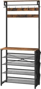 HOOBRO Hall Tree with Bench, Entryway Coat Rack Rustic Brown and Black  - Picture 1 of 9