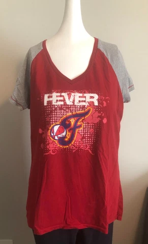 🏀   Antigua Indiana Fever WNBA Red V-Neck T-Shirt Women's Size XL Cover