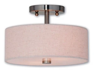 Livex Lighting 52133 Meridian 2 Light 11"W Single Semi-Flush - Nickel - Picture 1 of 1