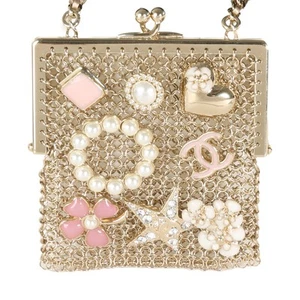 Chanel Metal Chain Embellished Mini Frame Pouch Women Gold One Size - Picture 1 of 5
