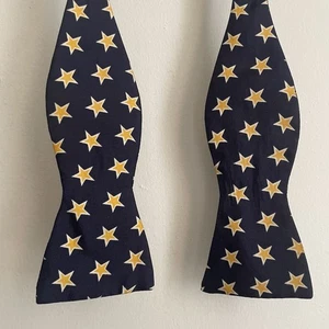 Polo by Ralph Lauren Blue Gold Stars Silk Bow Tie Adjustable Neck USA - Picture 1 of 6