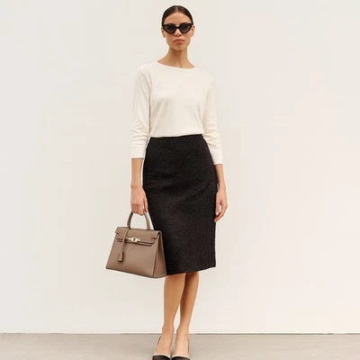 Doncaster Black Lace Pencil Skirt Satin Lined Elegant Textured Formal Classic 10 - Image 1 of 4