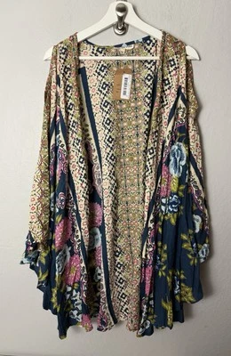 NWT Romantic Gypsy Boho Cold Shoulder Kimono Top Plus Size 4X Floral Print - Image 1 of 4