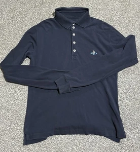 Vivienne Westwood Men's Long Sleeve Polo Shirt Size Medium Blue - Picture 1 of 5