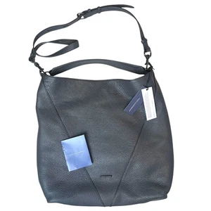 Neu mit Etikett Rebecca Minkoff Moto Hobo-Schultertasche Moto doppelter Reißverschluss Leder grau  - Bild 1 von 16