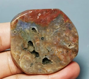Collection ! Round Eye 8th Vein Ocean Jasper Agate Quartz Druzy Slab Reiki Stone - Foto 1 di 8