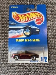 1991 Hot Wheels Blue/White Card Collector #172 MAZDA MX-5 MIATA Maroon w/5 Spoke - Picture 1 of 4