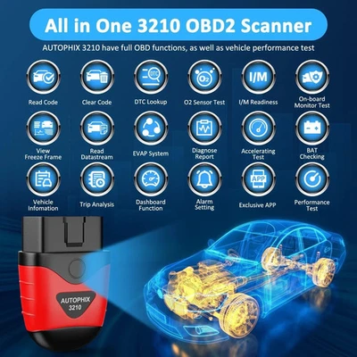 3210 Bluetooth Car Code Reader OBD2 Engine Diagnostic Tool for iPhone Android - Image 1 of 4