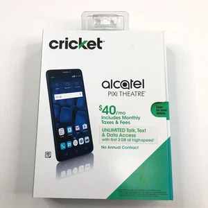 Alcatel Pixi Theatre Black Cricket Slim Smartphone Unopened - Picture 1 of 6