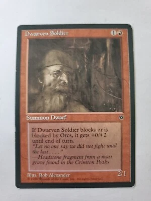 MTG Magic The Gathering Card Dwarven Soldier Summon Dwarf Red Fallen Empires  - Image 1 of 2