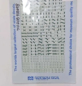 Microscale HO Alphabets & Numbers SP Style Extended Roman HO Scale 6 & 15i 90069 - Picture 1 of 1