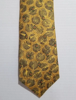 Brioni Corbata Jacquard Seda Oro Cadena Geométrica Abstracta Hecha a Mano Italia Foto 1 de 4