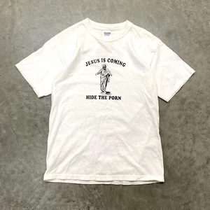 Camiseta Divertida De Colección Años 90 Jesus is Coming Hide The Porn Dios Jesús T Humor Adulto - Imagen 1 de 3