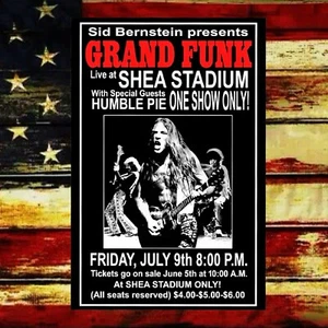 GRANDFUNK RAILROAD LIVE AT SHEA STADIUM W/ HUMBLE PIE TIN POSTER 12x8 INCH - Picture 1 of 3