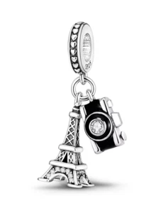 Charm Anhänger für Pandora Armband 925 Silber Eiffelturm Kamera Urlaub Travel - Bild 1 von 1