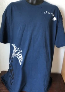 VTG.Hawaiian HONU KAUAI OAHU MOLOKAI MAUI LANAI NIIHAU Navy Blue Men’s Surf 2XL - Picture 1 of 21