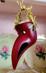 VENEZIA ITALIEN KLEINE HANDBEMALTE PESTMASKE ORNAMENT KASTANIENBRAUN KERAMIK - Bild 1 von 11