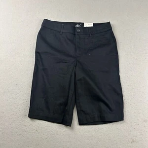 St Johns Bay Shorts Womens 6 Black Flat Front Mid Rise Bermuda NWT - Picture 1 of 12