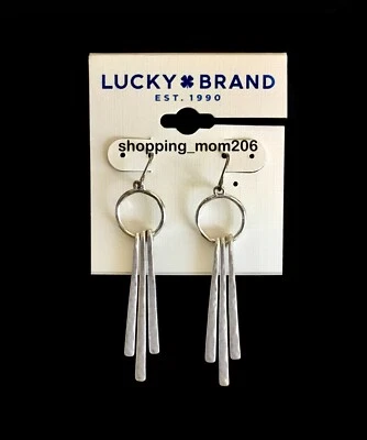 Lucky Brand Matte Silver Tone Hammered Paddle Drop Earrings - Image 1 of 3