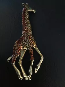 Stunning Giraffe 3” Brooch With Green Rhinstone Eye - Picture 1 of 8